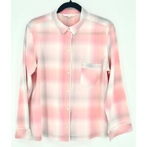 Victoria Secret long Sleeve Pink Plaid Sleepwear Shirt Womens Size M